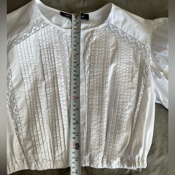 SOLD NWOT White Cotton Cropped Blouse - Picture 11 of 16
